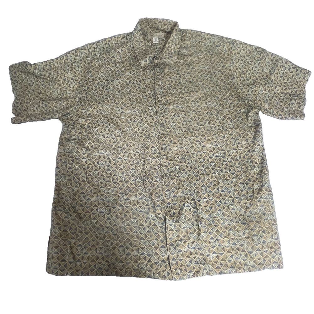 Tori Richard Button Front Geometric Mens 2XL Shirt Short Sleeve 100% Cotton Lawn